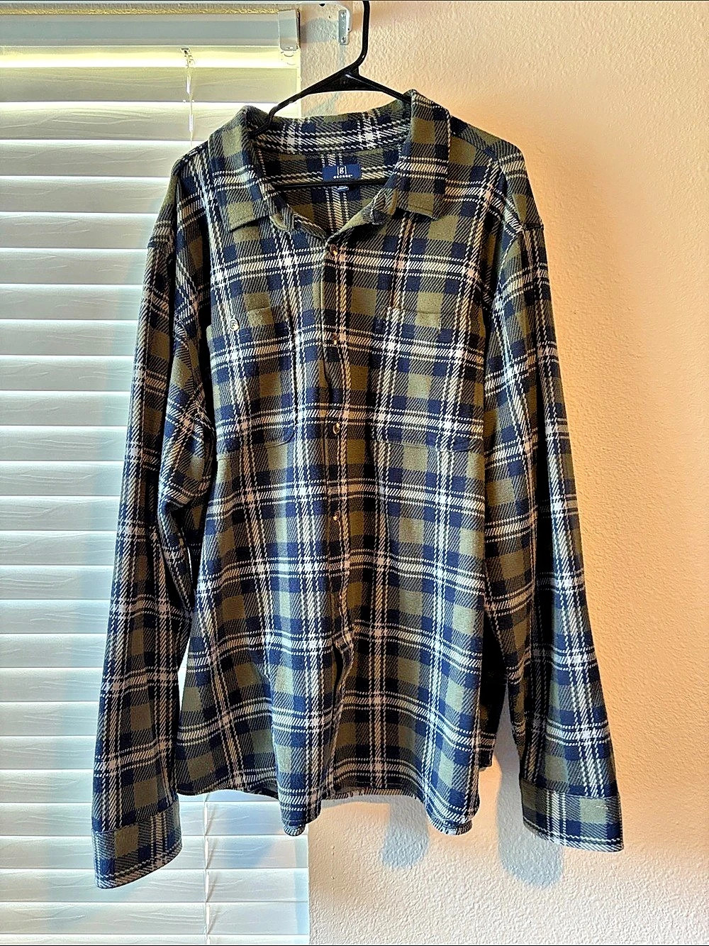 George Men's Long Sleeve Flannel Shirt Blue & Green 3XL